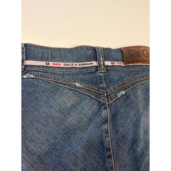 D&G Dolce & Gabbana Womens Distressed Denim Mini Skirt With Frayed Hem Size M - Picture 7 of 9
